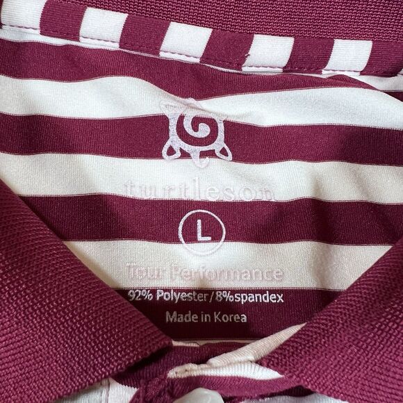 Turtleson Red/White Striped Performance Polo Golf Shirt Men's Size Large - Picture 6 of 7